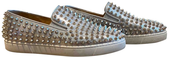 Christian Louboutin Pik Boat Silver Leather Trainers - ShopStyle Sneakers &  Athletic