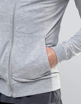 ASOS Muscle Zip Up Hoodie In Gray Lightweight Jersey