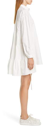 Sandy Liang Ums Tiered Long Sleeve Shirtdress