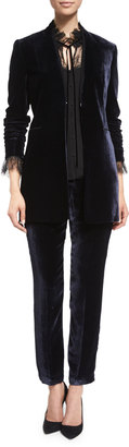 Elie Tahari Antoinette Long High-Sheen Blazer Jacket