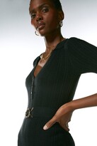 Thumbnail for your product : Karen Millen Linen Rib Knit Collared Dress