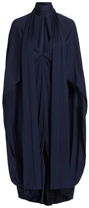 St. John Tie-Neck Draped Silk Jersey Dress