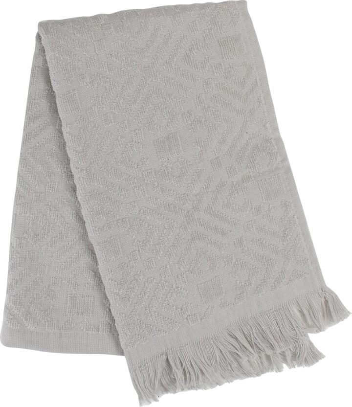 Set of 2 Gray Fringed Hand Towel Kitchen Decor - 22"