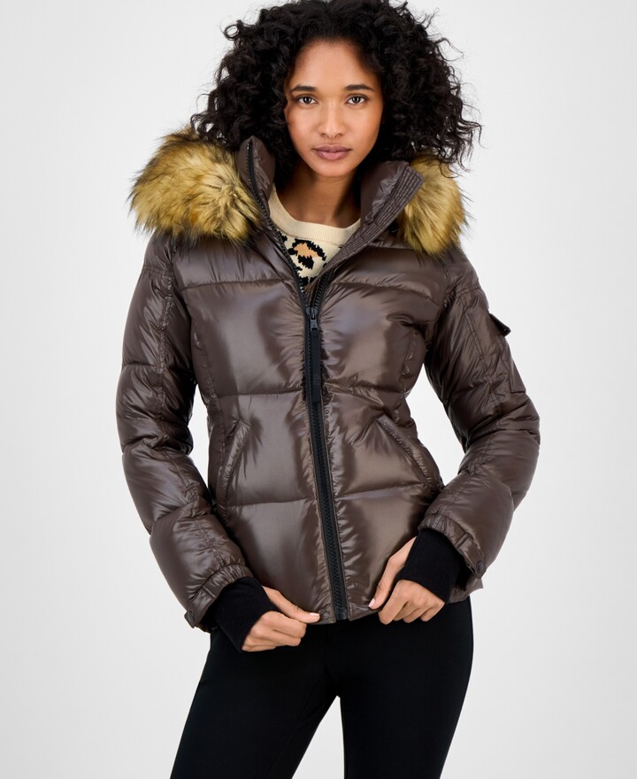 Womens Coats S13 Mercer Faux Fur Quilted Puffer Jacket Hooded Coat