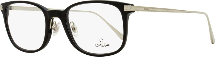 Omega Men's Rectangular Eyeglasses OM5039 001 Black/Ruthenium 53mm