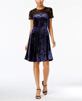 Sangria Velvet Illusion Fit & Flare Dress, Created for Macy's