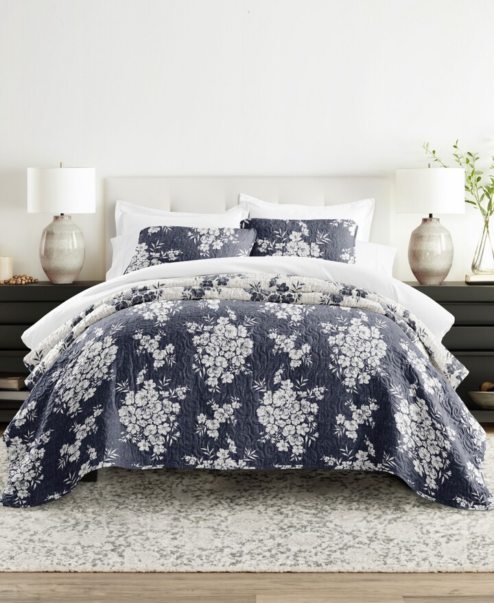 IENJOY HOME Distressed Bouquet Reversible 3-Pc. Quilt Set, King/California King