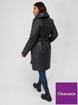 Thumbnail for your product : Very Shawl Collar Faux Leather Coat - Black