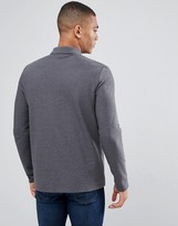 Thumbnail for your product : ASOS DESIGN long sleeve pique polo with button down collar in grey