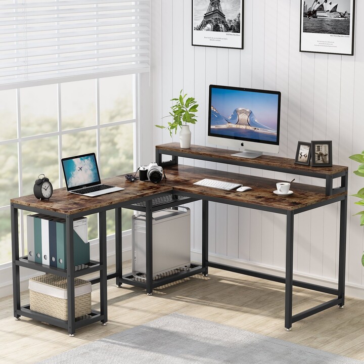 BLUEBELL Reversible LShaped Corner Computer Desk with Storage and Monitor Stand ShopStyle