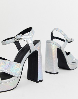 Truffle Collection cross strap platform heeled sandals