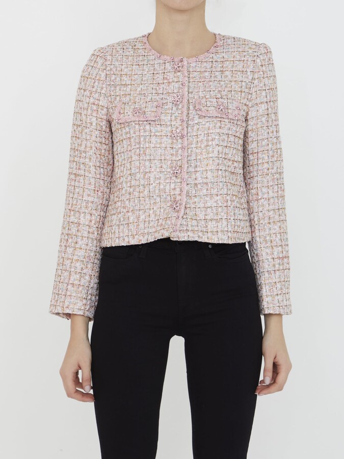 SelfPortrait Pink Bouclé Jacket ShopStyle