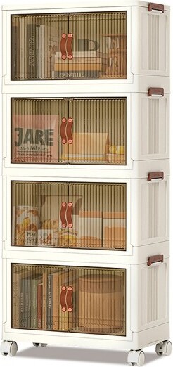 WhizMax PlasticLivingRoomBedroomStorageCabinetFoldingCabinetStorageW62/80CMH145CMHouseholdCabinetMulti-LayerStorageCabinet