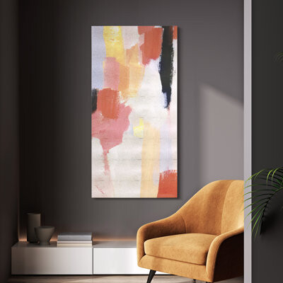 "Vibrant Harmony I" Lively Abstract Rendered on Gold Metallic Shagreen Wrapped Canvas Wall Art
