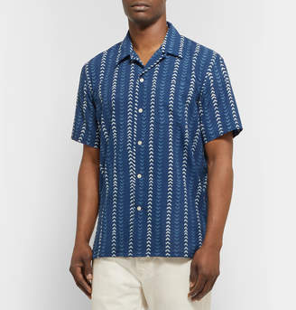 Freemans Sporting Club Camp-Collar Indigo-Dyed Printed Cotton Shirt