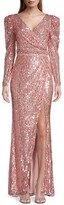 Thumbnail for your product : Mac Duggal Sequined Stripe Gown