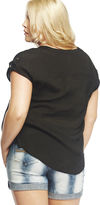 Thumbnail for your product : Wet Seal Button Detail Crepe V-Neck Tee