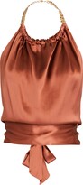 Thumbnail for your product : HARMUR Power Chain-Trimmed Silk Halter Top