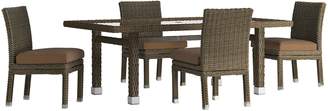 Homevance HomeVance Ravinia Brown Wicker Patio Dinning Table & Armless Chair 5-piece Set