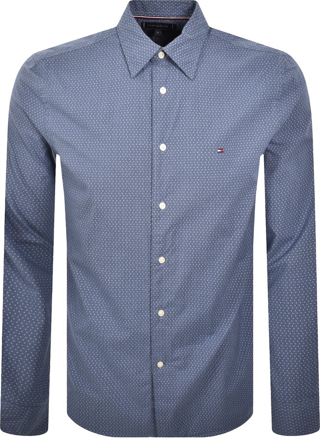 Tommy Hilfiger Flex Poplin Long Sleeve Shirt Navy