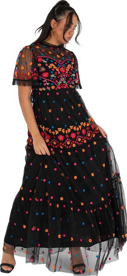 Maya Deluxe Damen Abendkleid - Tüll Kleid Mit Stickerei Für Hochzeiten