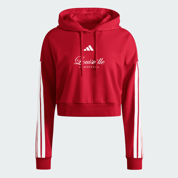 adidas Louisville Cardinals Essentials 3-Stripes Crop Hoodie Team Power Red XS Womens