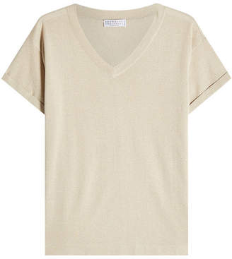 Brunello Cucinelli Short Sleeved Pullover with Cashmere and Silk
