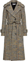 Thumbnail for your product : Victoria Beckham Belted Checked Wool-blend Tweed Coat