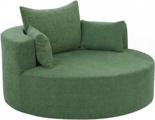 Latitude Run 360° Swivel Chair Accent Barrel Chair Swivel Round Sofa Chair with 3 Removable Pillows