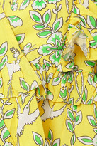 Thumbnail for your product : Rhode Resort Elodie Cropped Ruffled Printed Cotton-poplin Wrap Blouse