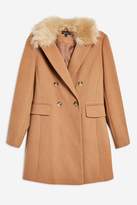 Thumbnail for your product : Topshop Womens Faux Fur Collar Coat - Camel