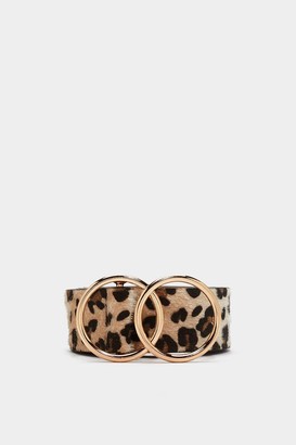 Nasty Gal Womens Leopard Circle Buckle Belt - Beige - One Size