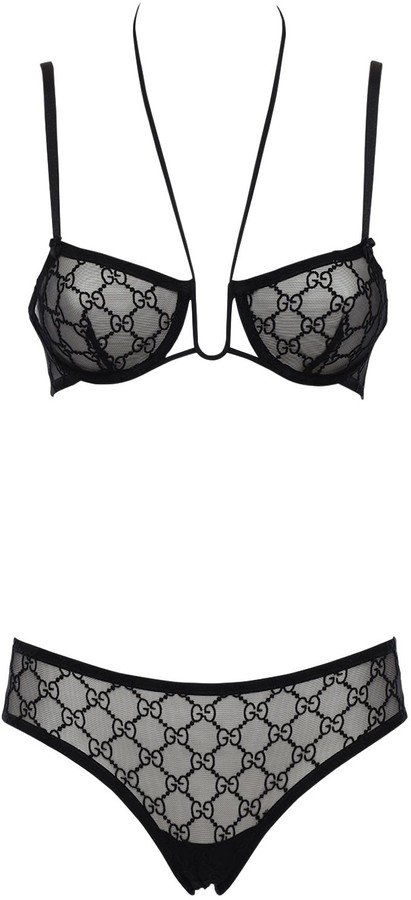 Gucci Gg Embroidered Tulle Bra & Briefs Sets - ShopStyle