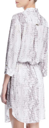 Heidi Klein Alhambra Printed Button-Front Shirt Dress Coverup