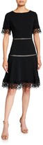 Thumbnail for your product : Shani Lace-Trim Crepe Fit-and-Flare Dress