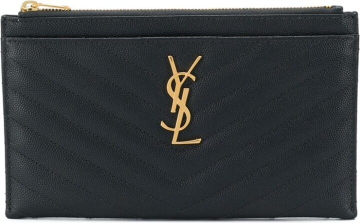 Saint Laurent Small Flap Monogram Card Holder Wallet Black Grained Lea –  ＬＯＶＥＬＯＴＳＬＵＸＵＲＹ