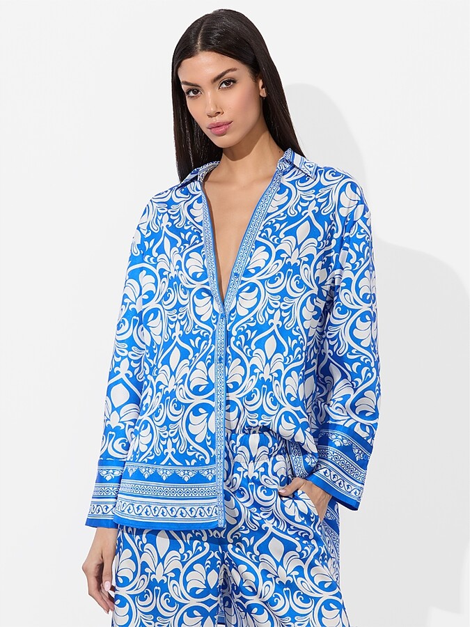 Alice + Olivia Kiva Printed Oversized Pajama Shirt