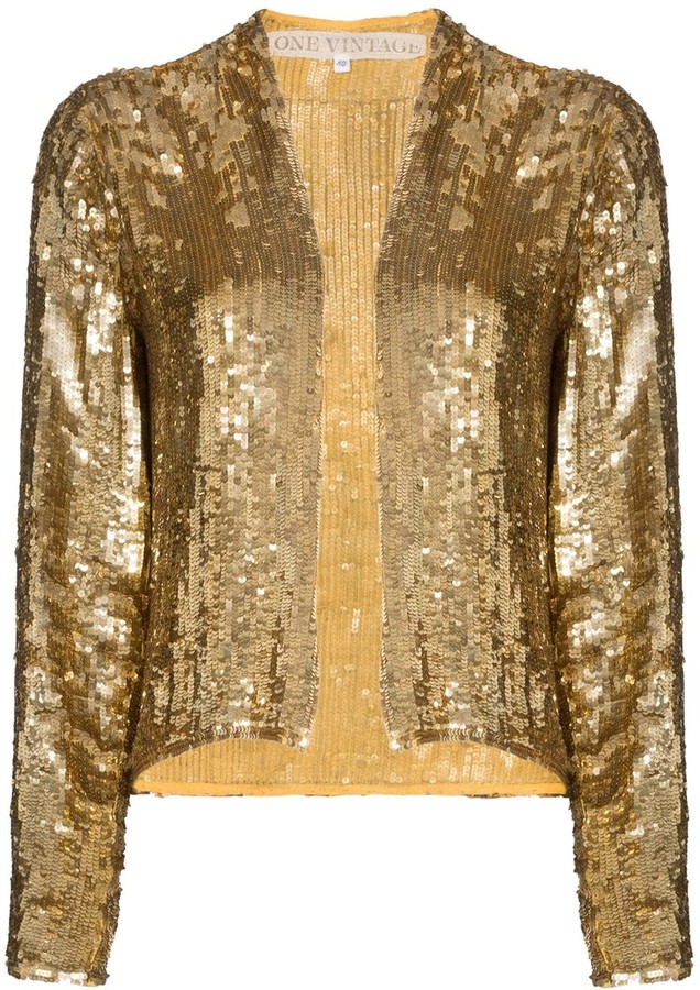 gold sequin jacket womens