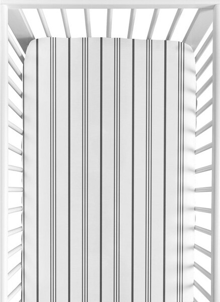 Sweet Jojo Designs SweetJojoDesignsBoy,Girl,Unisex/GenderNeutralBabyFittedCribSheetStripeWhiteandGrey