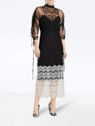 Burberry Gathered-sleeve Geometric Lace Dress