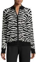 Thumbnail for your product : Joan Vass Zebra-Print Zip-Front Jacket, Petite