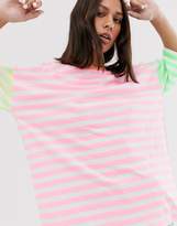 Thumbnail for your product : ASOS DESIGN oversized t-shirt in neon cutabout stripe