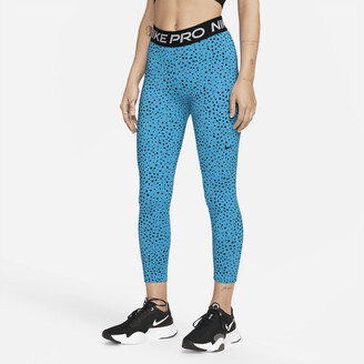 Nike Women's Pro Mid-Rise Cropped Printed Training Leggings in Blue -  ShopStyle Activewear Pants