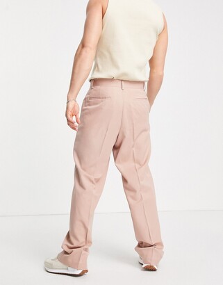 ASOS DESIGN wide leg smart trousers in pink