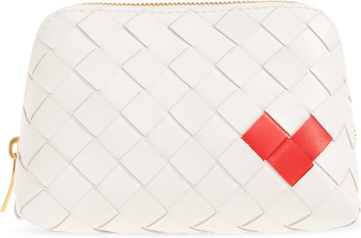 Bottega Veneta Wash Bag With Heart Motif  - White