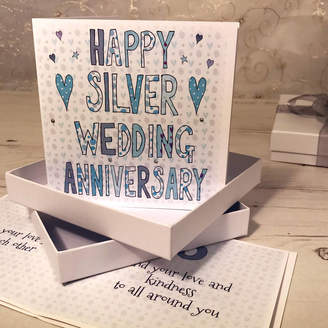 Claire Sowden Design Personalised Silver Anniversary Book Card
