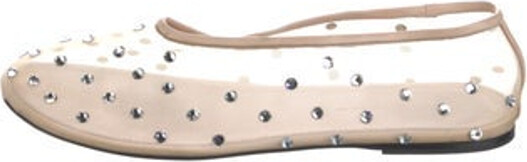 KHAITE Mesh Ballet Flats Neutrals Leather Crystal & Mesh Accents Round-Toes Size not listed estimated from measurements.