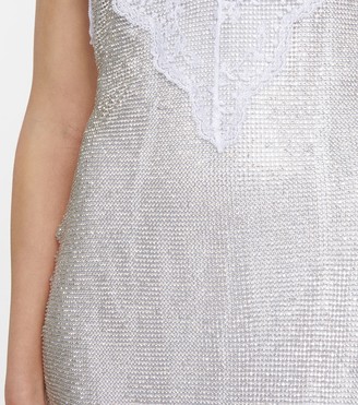 Christopher Kane Lace-trimmed crystal mesh bridal gown