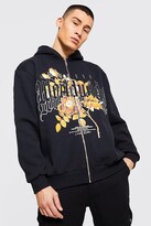 Thumbnail for your product : boohoo Oversized Floral Zip Through Hoodie