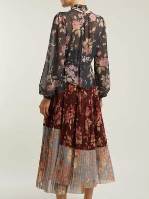 Zimmermann Unbridled Pleated Floral Print Crepe Dress - Womens - Multi